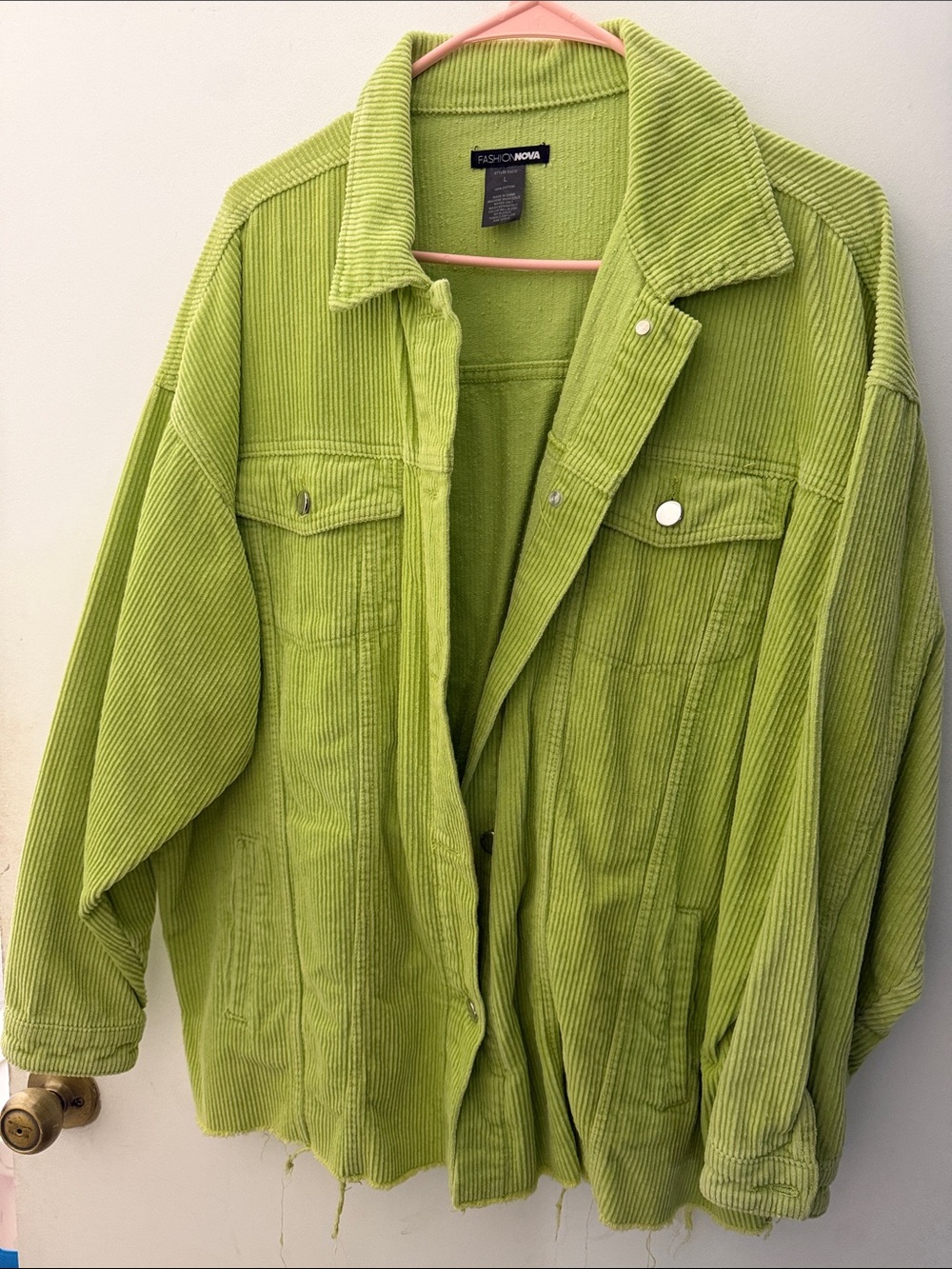 Fashion Nova Lime Green Corduroy oversized Jacket